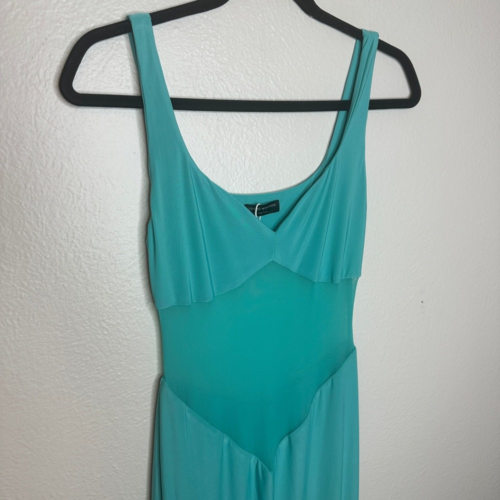 Naked Wardrobe The Smokeshow Maxi Dress Blue NWOT Hourglass Mesh Contrast Small - Picture 10 of 11